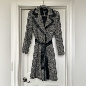 Bebe Wool Black and White Trench Coat Size XS